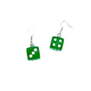 Lucky number acrylic dice dangle earrings